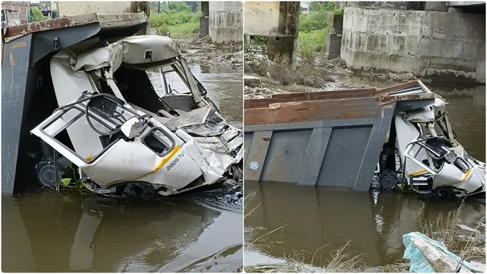 उत्तराखण्डः अनियंत्रित होकर नदी में समाया डंपर! बाल-बाल बची चालक की जान